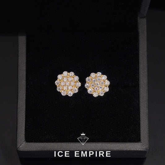 Iced Out Rose Gold Plated Moissanite Stud Earrings