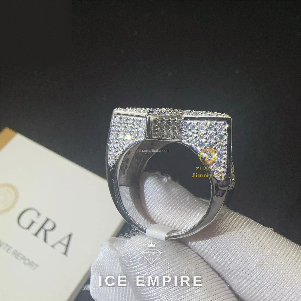 Iced Out 925 Silver Moissanite Ring