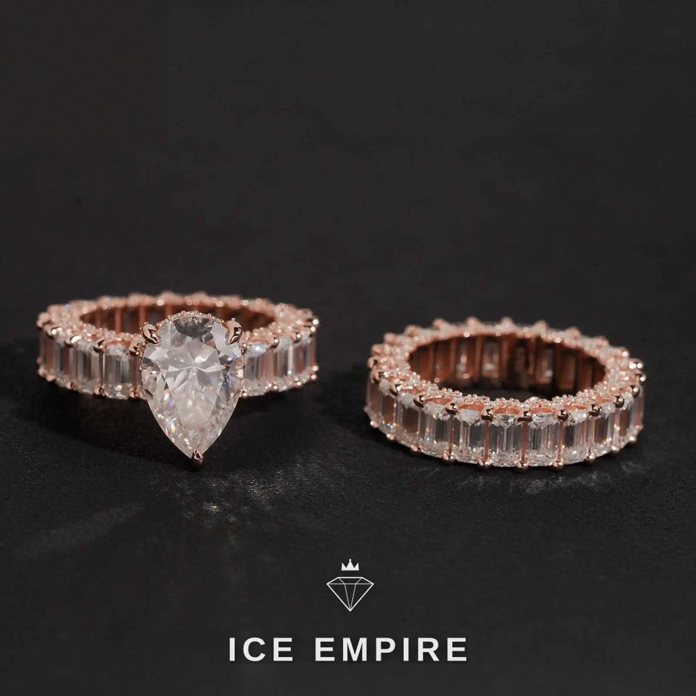 Iced Out 925 Silver Moissanite Engagement Ring