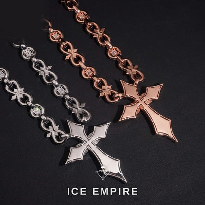 Iced Out Cross Rose Gold Plated Moissanite Cuban Chain