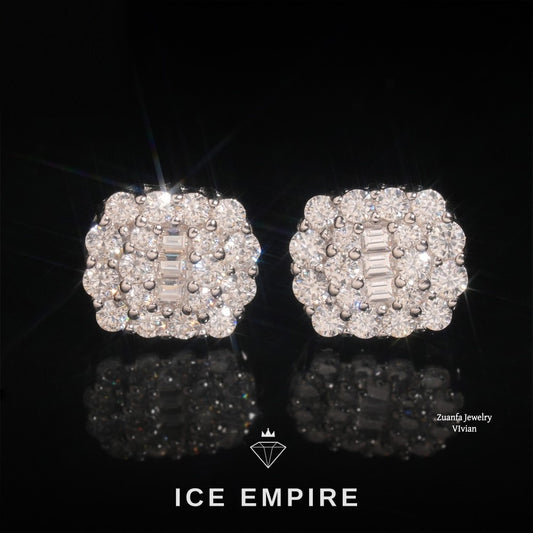 Iced Out 925 Silver Moissanite Earrings