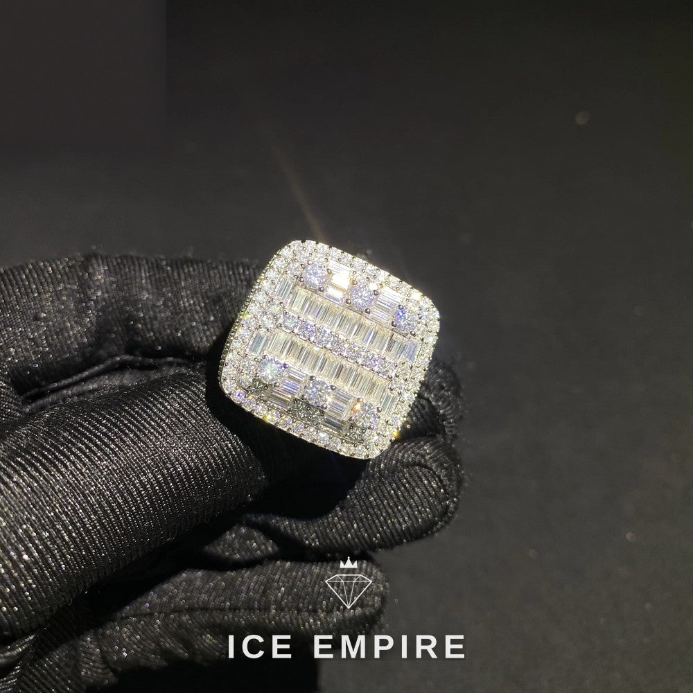 Iced Out Baguette 925 Silver Moissanite Ring