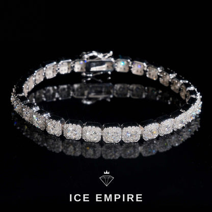 Iced Out Cluster 18K Gold Moissanite Tennis Bracelet