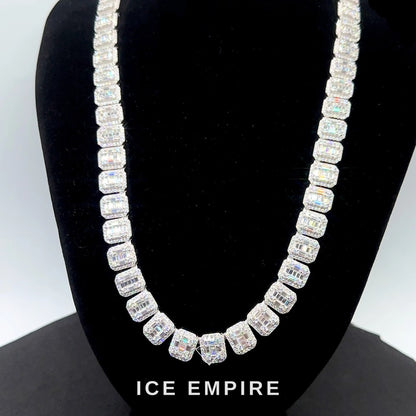 Iced Out Baguette Rose Gold Plated Moissanite Cuban Chain