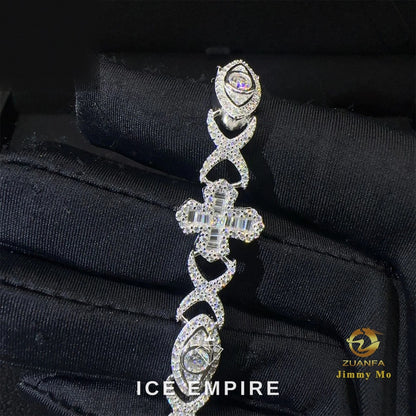 Iced Out Cross 925 Silver Moissanite Cuban Chain