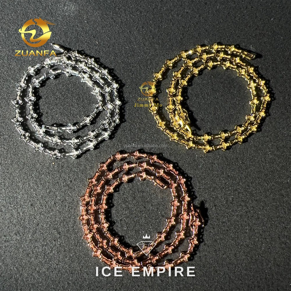 Iced Out Cluster Rose Gold Plated Moissanite Cuban Chain