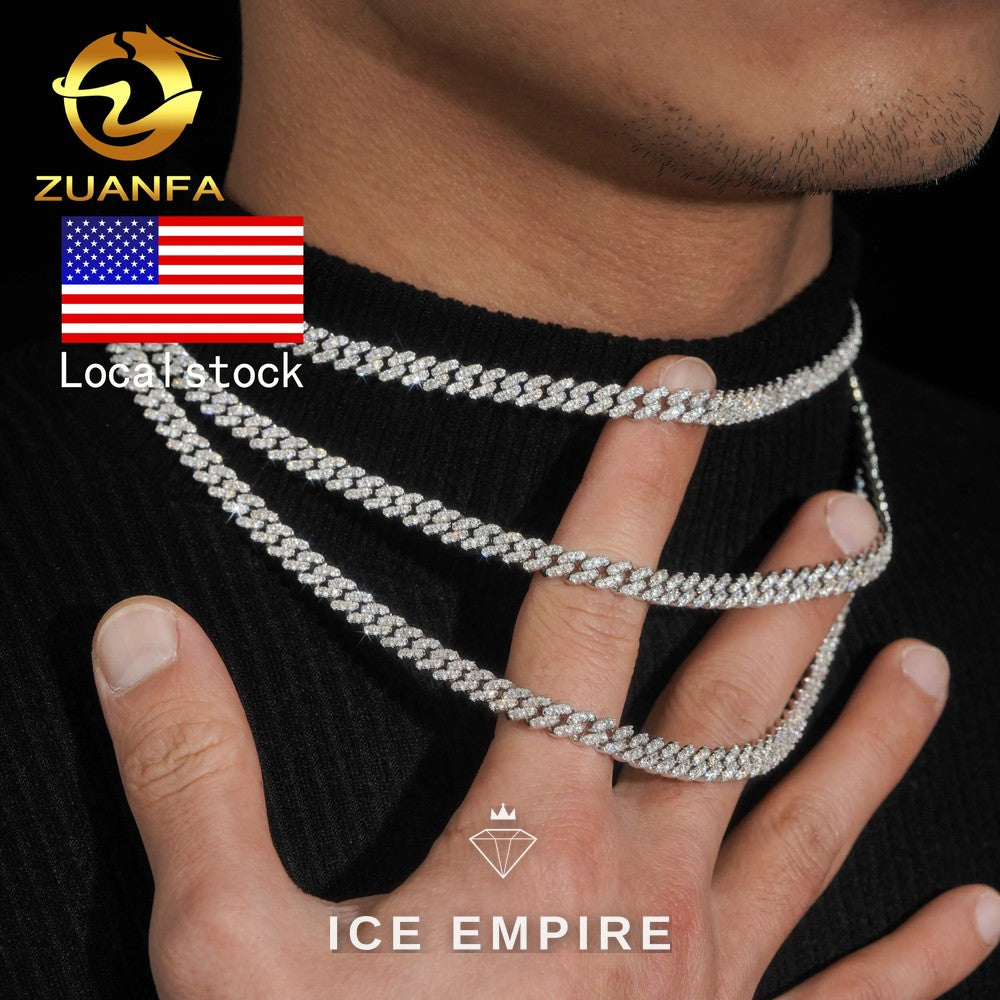Iced Out 925 Silver Moissanite Cuban Chain