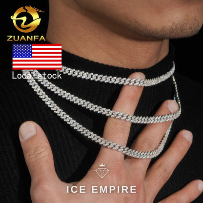 Iced Out 925 Silver Moissanite Cuban Chain
