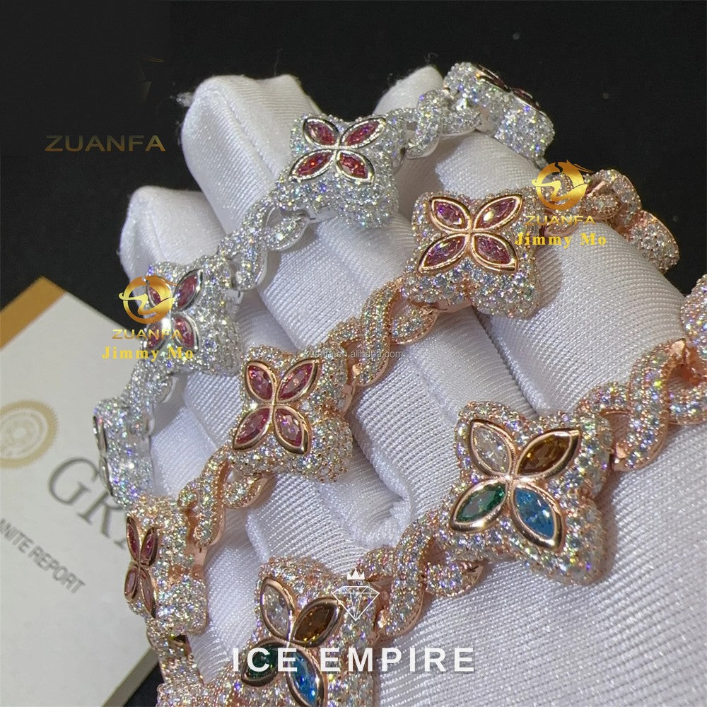 Iced Out 925 Silver Moissanite Cuban Chain