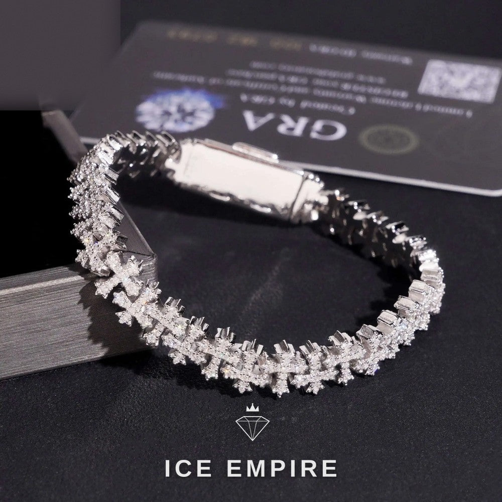 Iced Out Cross Rose Gold Plated Moissanite Cuban Chain