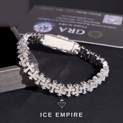 Iced Out Cross Rose Gold Plated Moissanite Cuban Chain
