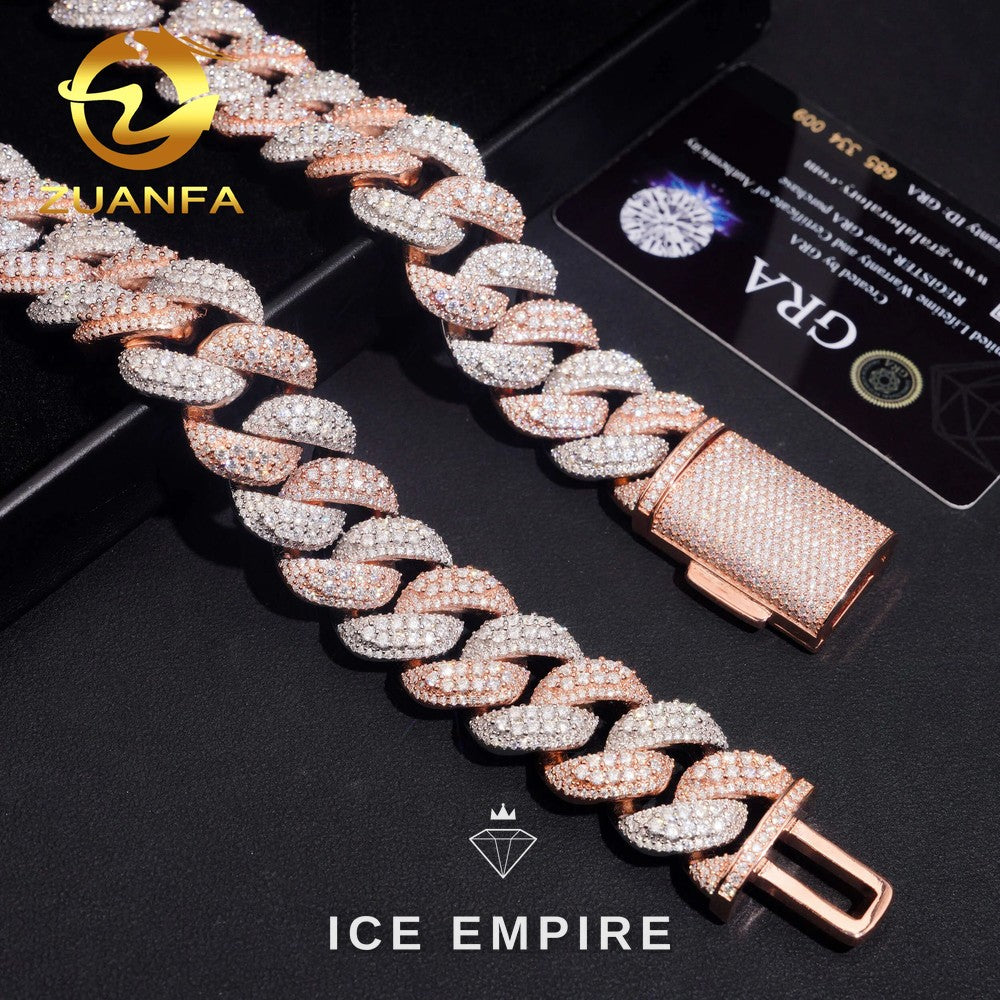 Iced Out Rose Gold Moissanite Cuban Chain