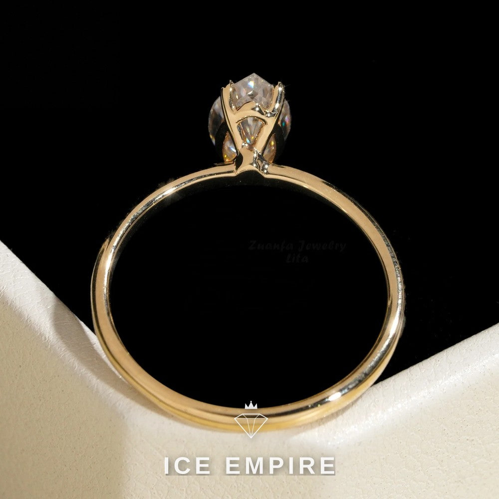 Iced Out Rose Gold Plated Moissanite Engagement Ring