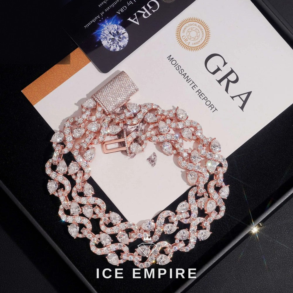 Iced Out Rose Gold Plated Moissanite Cuban Chain