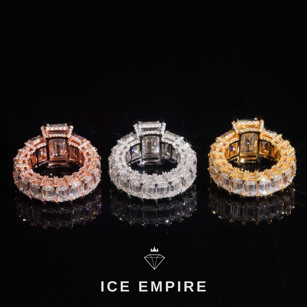 Iced Out Rose Gold Plated Moissanite Engagement Ring