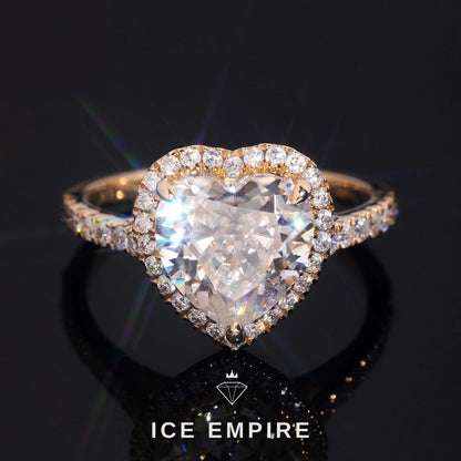 Iced Out Heart 14K Gold Moissanite Wedding Band