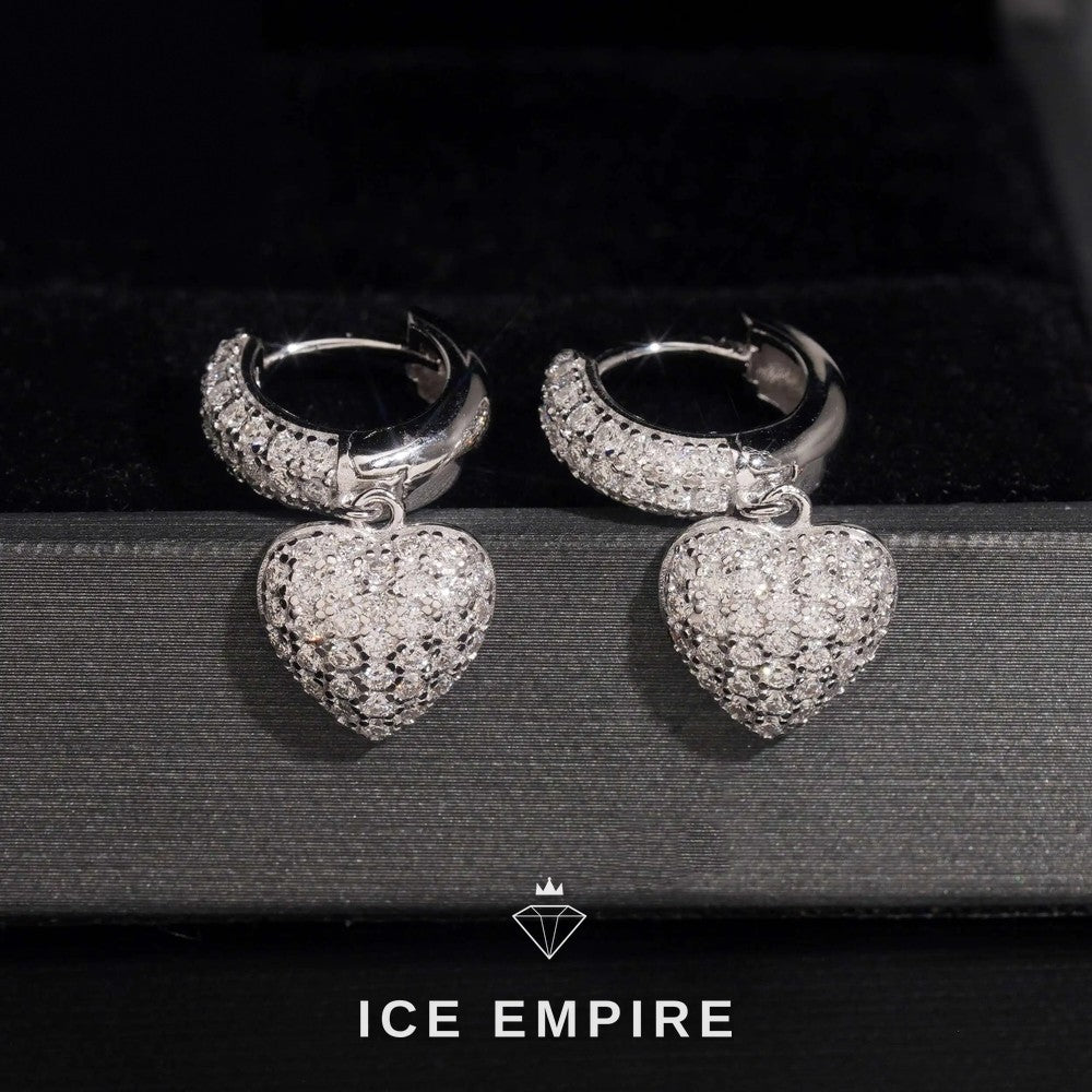 Iced Out Heart Gold Plated Moissanite Stud Earrings