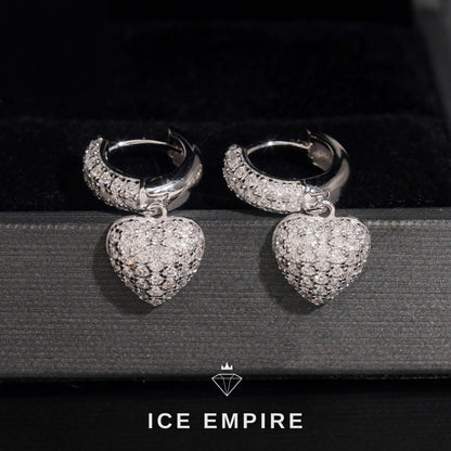 Iced Out Heart Gold Plated Moissanite Stud Earrings