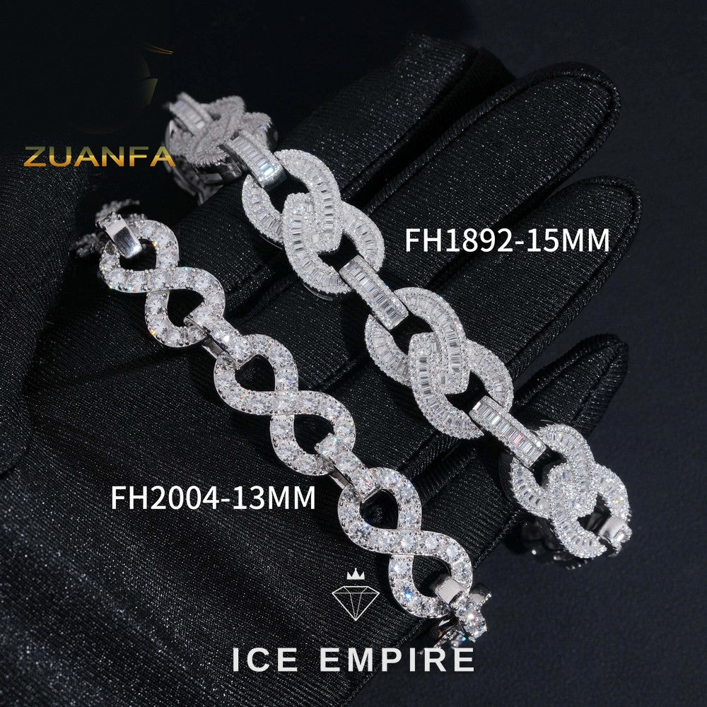 Iced Out 925 Silver Moissanite Cuban Chain