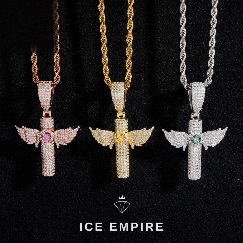 Iced Out Cross 925 Silver Pendant