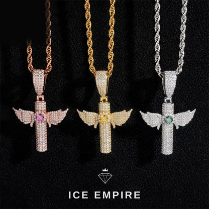 Iced Out Cross 925 Silver Pendant