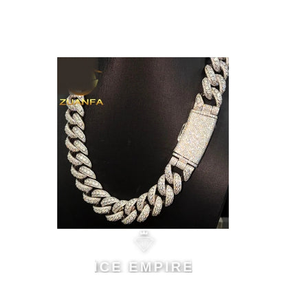 Iced Out 925 Silver Moissanite Cuban Chain