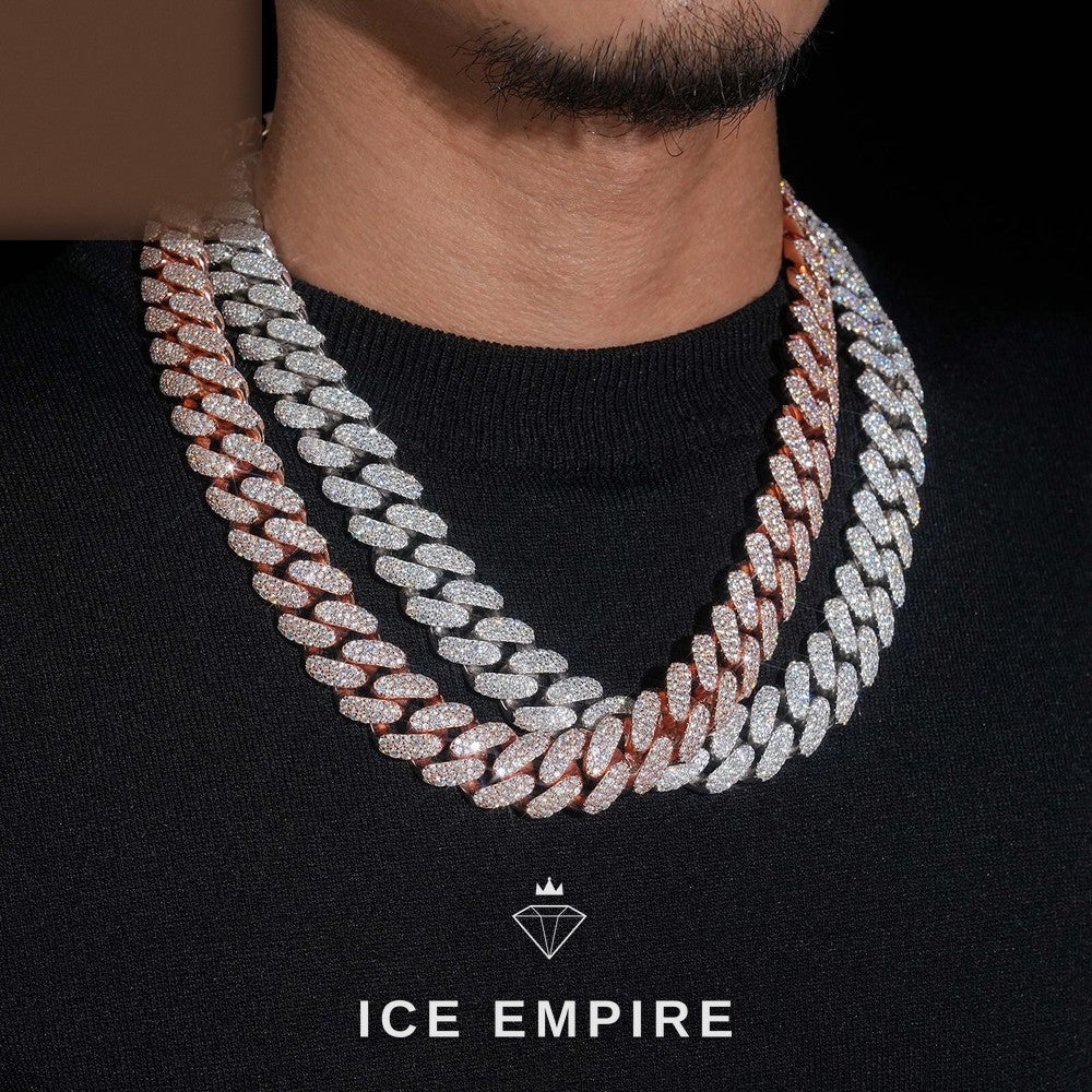 Iced Out Rose Gold Plated Moissanite Cuban Chain