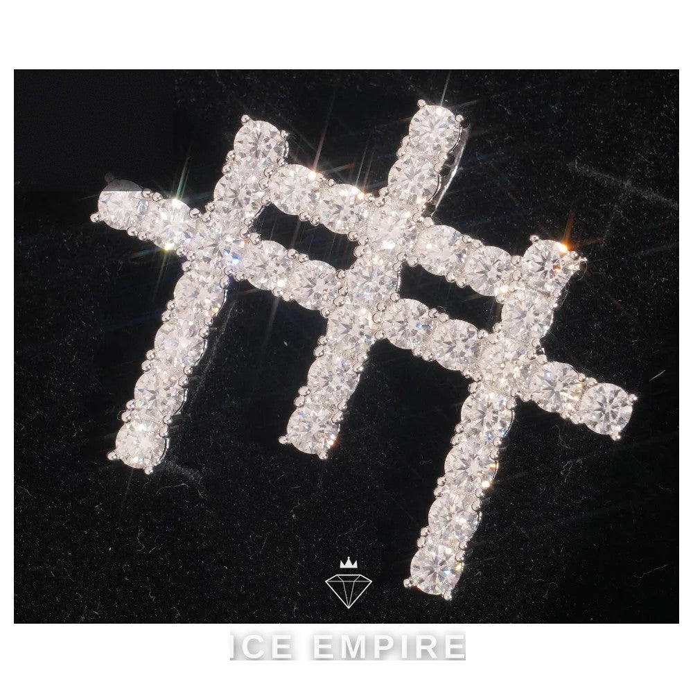 Iced Out Cross Rose Gold Plated Moissanite Pendant