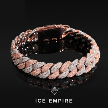 Iced Out Baguette Rose Gold Plated Moissanite Cuban Chain