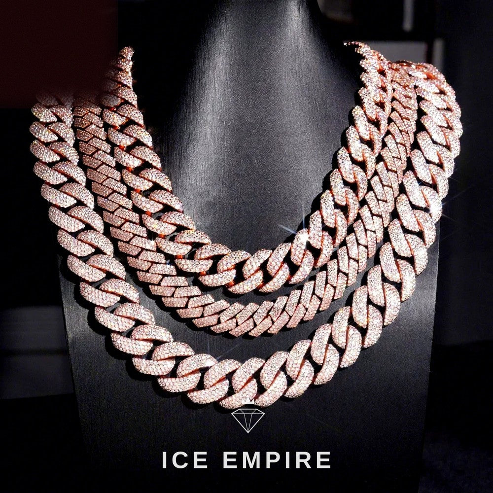 Iced Out Rose Gold Plated Moissanite Cuban Chain