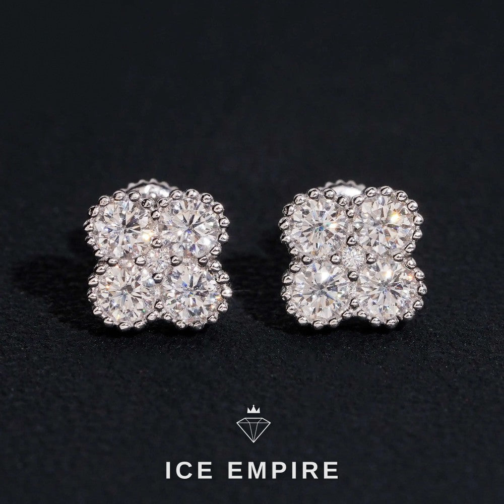 Iced Out 925 Silver Moissanite Stud Earrings