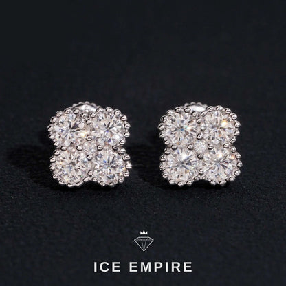 Iced Out 925 Silver Moissanite Stud Earrings