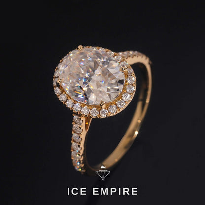 Iced Out 14K Gold Moissanite Wedding Band