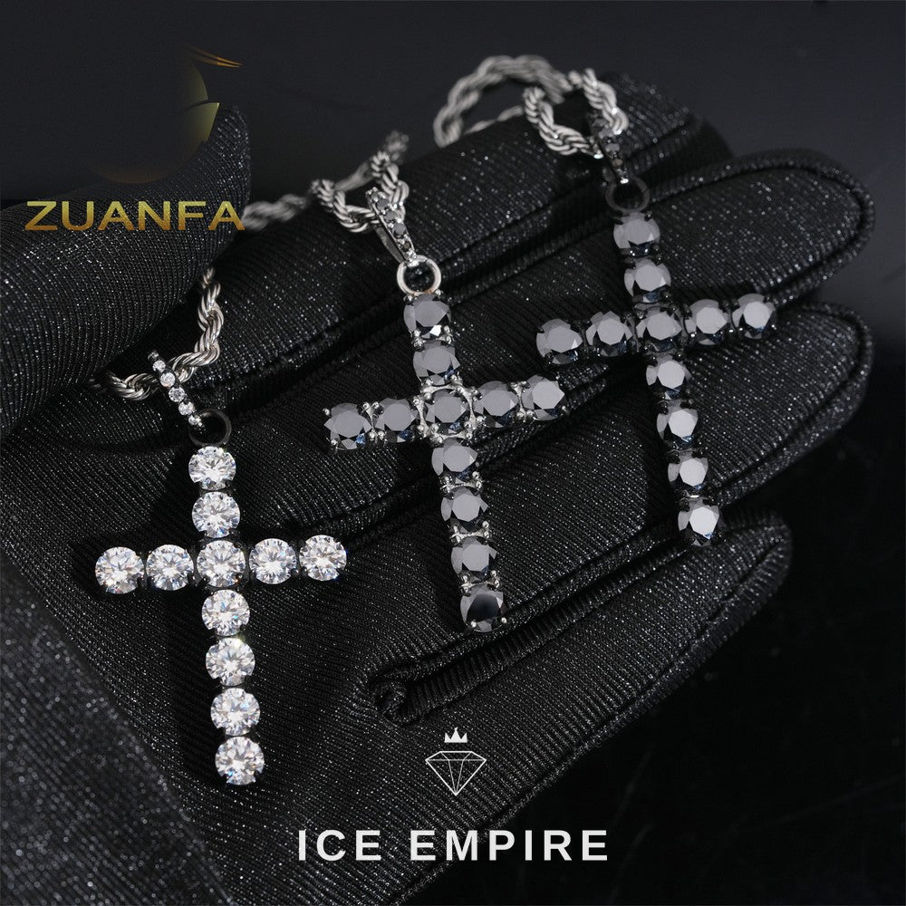 Iced Out Cross Rose Gold Plated Moissanite Pendant