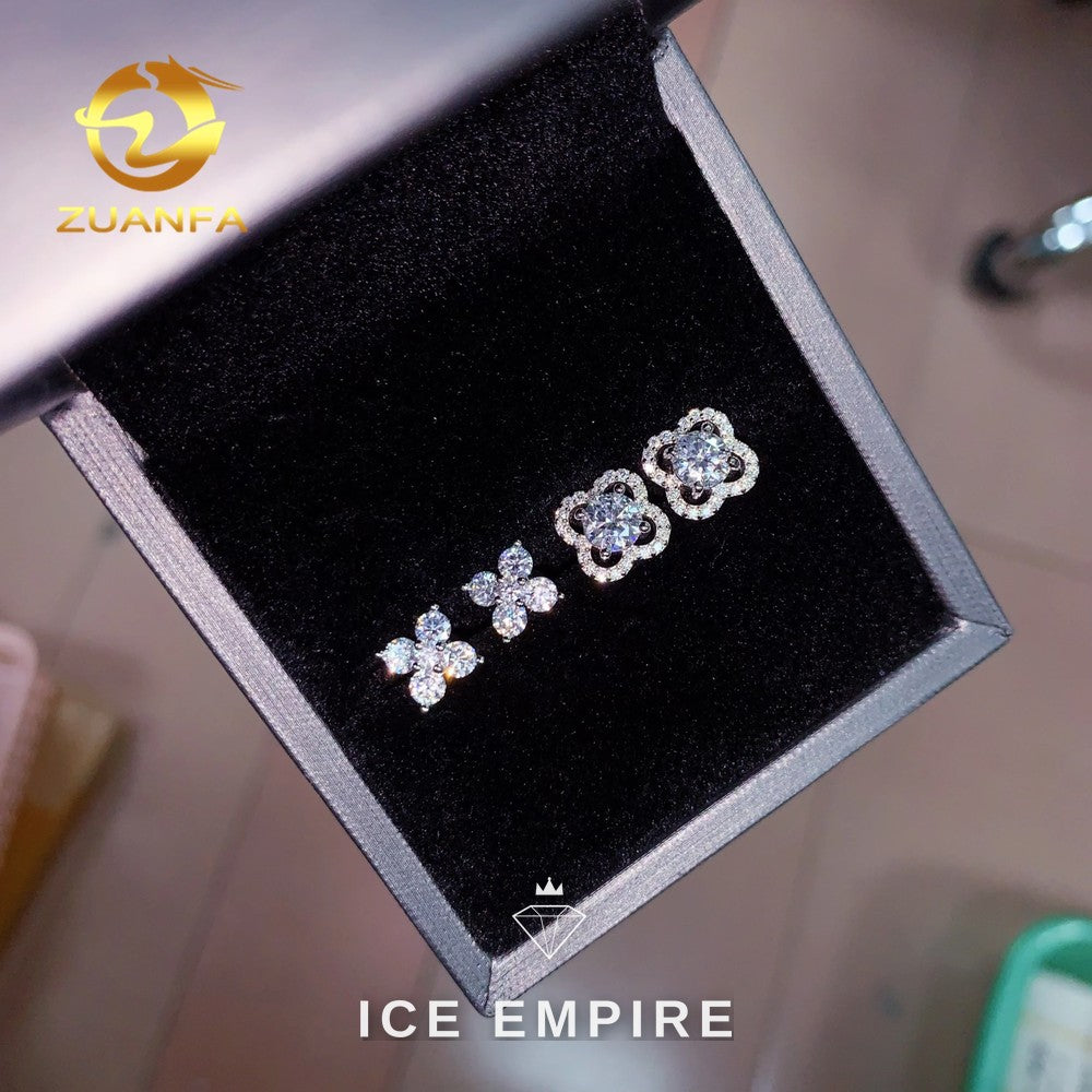 Iced Out 925 Silver Moissanite Stud Earrings