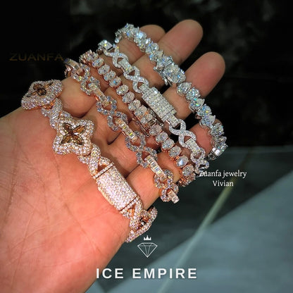 Iced Out 925 Silver Moissanite Tennis Chain