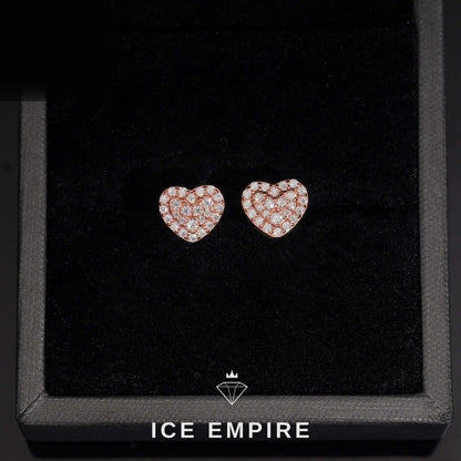 Iced Out Heart 925 Silver Moissanite Stud Earrings