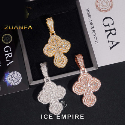 Iced Out Cross Rose Gold Plated Pendant