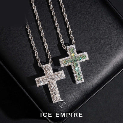 Iced Out Cross 925 Silver Moissanite Pendant