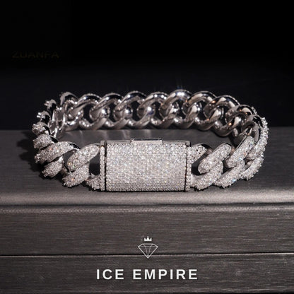 Iced Out 925 Silver Moissanite Cuban Chain