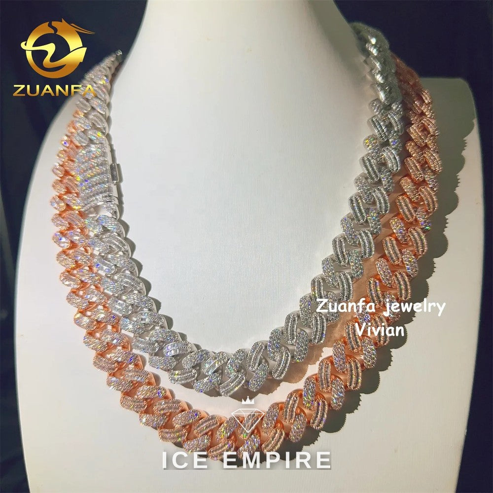 Iced Out Rose Gold Plated Moissanite Cuban Chain