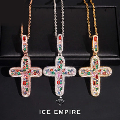 Iced Out Cross Rose Gold Plated Pendant