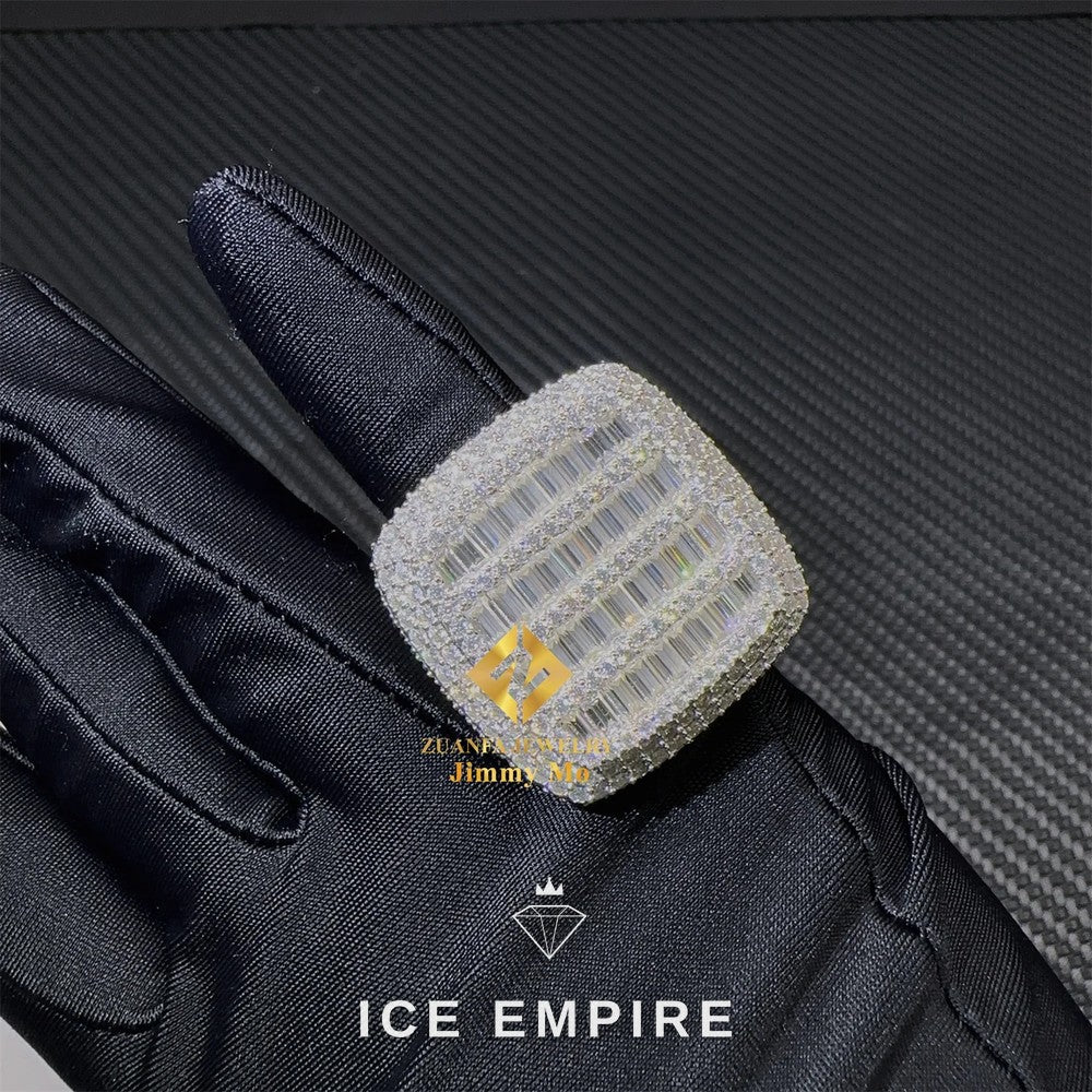 Iced Out Baguette 925 Silver Moissanite Ring