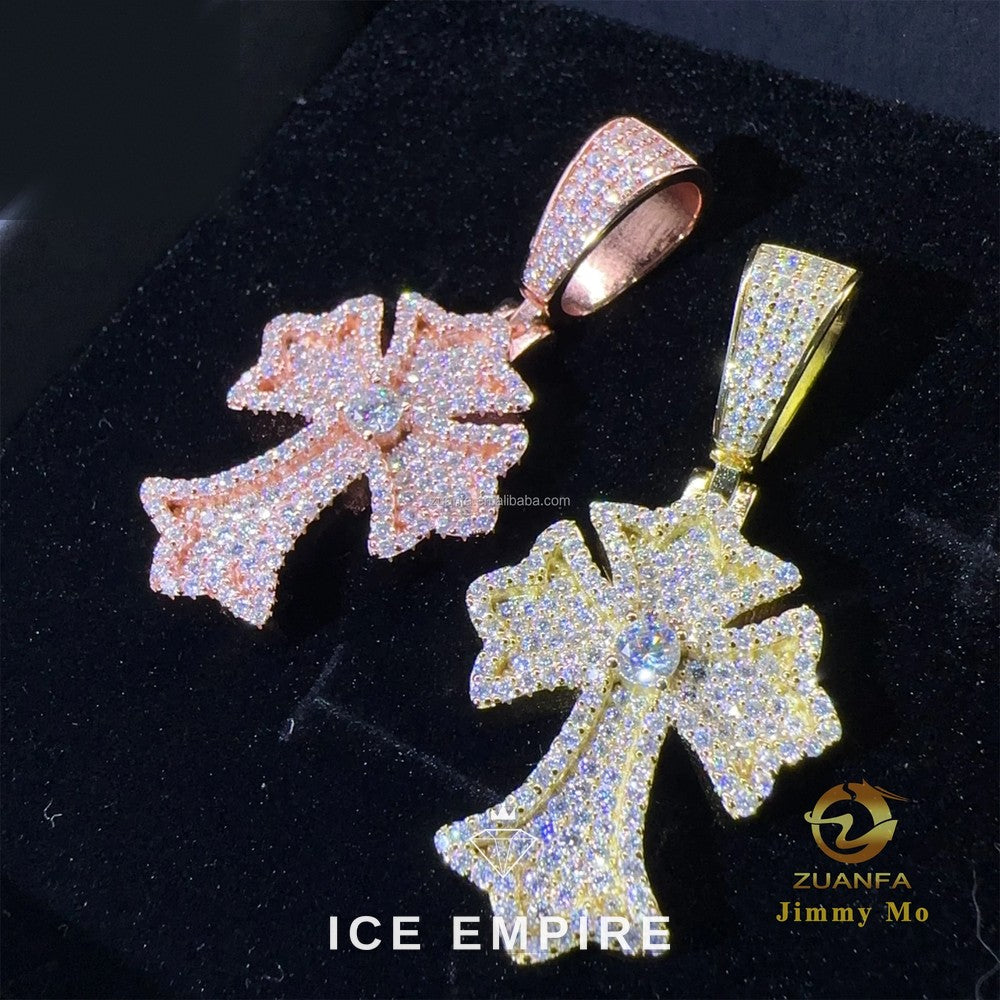 Iced Out Cross 925 Silver Pendant