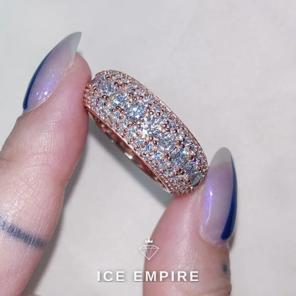 Iced Out Rose Gold Plated Moissanite Ring