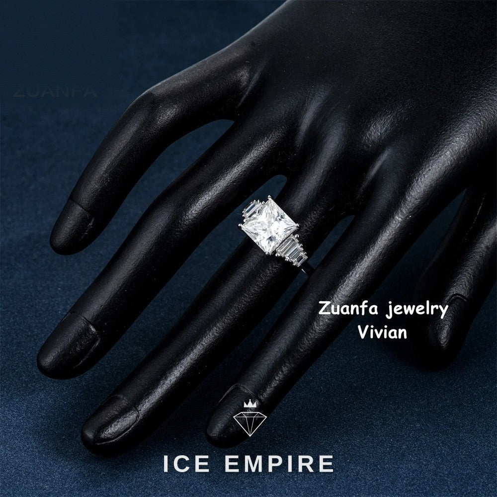 Iced Out 925 Silver Moissanite Ring