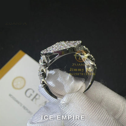 Iced Out 925 Silver Moissanite Ring