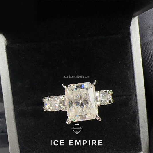 Iced Out 925 Silver Moissanite Engagement Ring