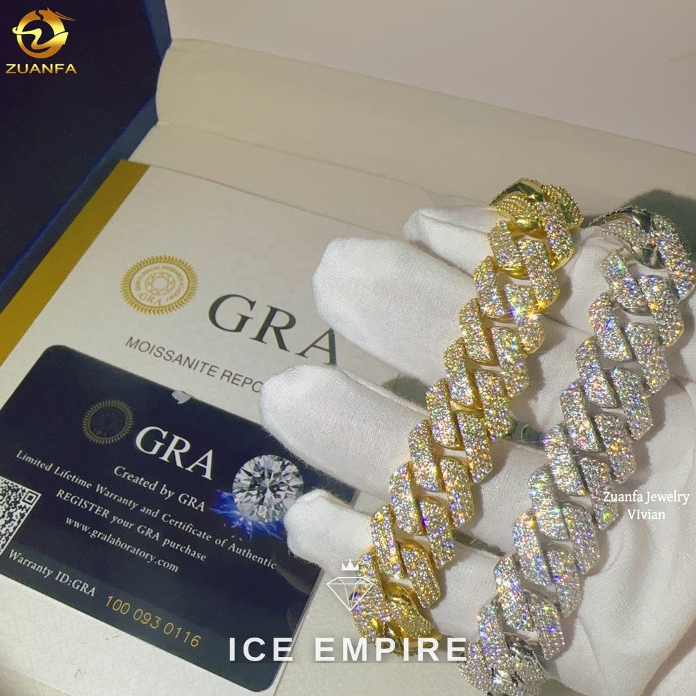 Iced Out 925 Silver Moissanite Cuban Chain