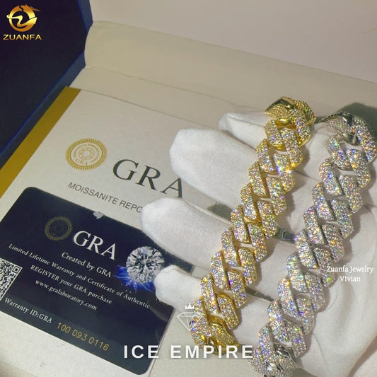 Iced Out 925 Silver Moissanite Cuban Chain